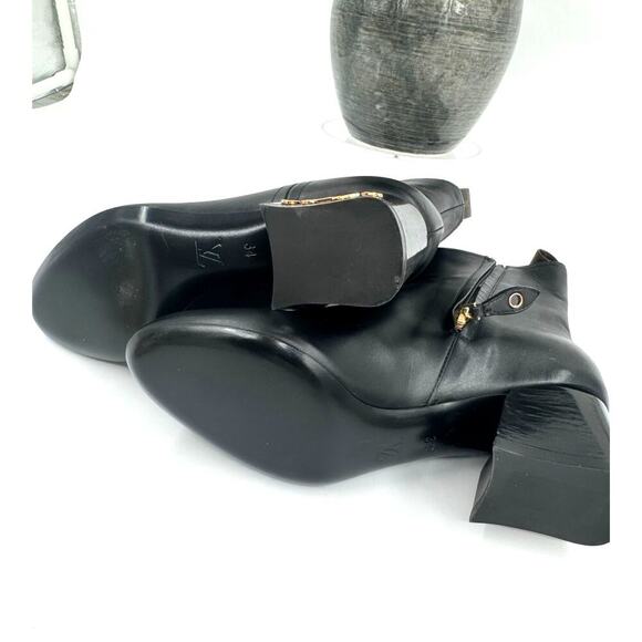 Louis Vuitton Calfskin Bliss Ankle Boots Black Chunky Monogram Block Heel 34 US4 - Picture 3 of 7